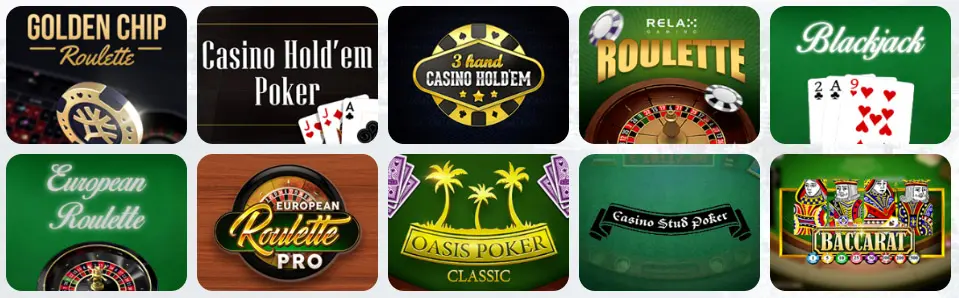 Jeux de table au GxBet Casino